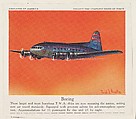 Boeing, collector card from the Airplanes of America series (D2), issued by the Kelley Baking Company to promote Kelley's Bread, Kelley Baking Company American, Commercial color lithograph