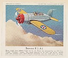 Brewster F 2 A-1, collector card from the Airplanes of America series (D2), issued by the Kelley Baking Company to promote Kelley's Bread, Kelley Baking Company American, Commercial color lithograph