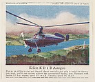 Kellett K D 1 B Autogiro, collector card from the Airplanes of America series (D2), issued by the Kelley Baking Company to promote Kelley's Bread, Kelley Baking Company American, Commercial color lithograph