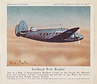 Lockheed B-14 Bomber, collector card from the Airplanes of America series (D2), issued by the Kelley Baking Company to promote Kelley's Bread, Kelley Baking Company American, Commercial color lithograph