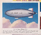 U. S. Navy Blimp L-2, collector card from the Airplanes of America series (D2), issued by the Kelley Baking Company to promote Kelley's Bread, Kelley Baking Company American, Commercial color lithograph