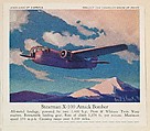 Stearman X-100 Attack Bomber, collector card from the Airplanes of America series (D2), issued by the Kelley Baking Company to promote Kelley's Bread, Kelley Baking Company  American, Commercial color lithograph