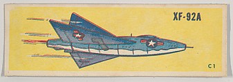 XF-92A, collector card from the Airplanes series (D4), issued by the General Baking Company, General Baking Company  American, Commercial color lithograph