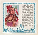 Young Black Dog, No. 7, collector card from the American Indian Series (D6), issued by the Kelley Baking Company to promote Kelley's Bread, Kelley Baking Company  American, Commercial color lithograph