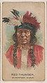 Red Thunder, Blackfeet Sioux, insert card from the Indian Chiefs series (D46), issued by the Weber Baking Company, Weber Baking Company  American, Commercial color lithograph