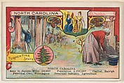 North Carolina, postcard from the Cards of States series (D22), issued by the Cushman Bread Company, Cushman Bread Company  American, Commercial color lithograph