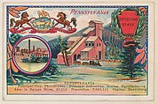 Pennsylvania, postcard from the Cards of States series (D22), issued by the Cushman Bread Company, Cushman Bread Company  American, Commercial color lithograph