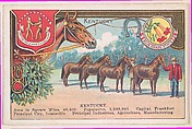 Kentucky, postcard from the Cards of States series (D22), issued by the Cushman Bread Company, Cushman Bread Company  American, Commercial color lithograph