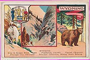 Wyoming, postcard from the Cards of States series (D22), issued by the Cushman Bread Company, Cushman Bread Company  American, Commercial color lithograph