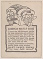 Card verso, bakery insert from the European War Flip Cards series (D28), issued by the Welle-Boettler Bakery Company, Welle-Boettler Bakery Company American, Commercial color lithograph