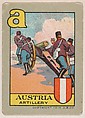 Austria, Artillery, bakery insert from the European War Flip Cards series (D28), issued by the Welle-Boettler Bakery Company, Welle-Boettler Bakery Company American, Commercial color lithograph