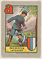Servia, Infantry, bakery insert from the European War Flip Cards series (D28), issued by the Welle-Boettler Bakery Company, Welle-Boettler Bakery Company American, Commercial color lithograph