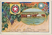 Texas postcard from the Cards of States series (D22), issued by the Cushman Bread Company, Cushman Bread Company  American, Commercial color lithograph