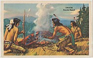 Osage, Smoke Signal, bakery card from the American Indian Tribes series (D39-1), issued by the Gordon Bread Company, Gordon Bread Company  American, Commercial color lithograph