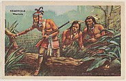 Seminole, Warriors, bakery card from the American Indian Tribes Scenes series (D39-1), issued by the Gordon Bread Company, Gordon Bread Company  American, Commercial color lithograph