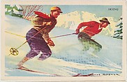 Skiing, bakery card from the Speed Pictures series (D39-8), issued by Bell Bakeries, Inc., Bell Bakeries, Inc. American, Commercial color lithograph