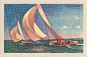 Racing Yacht, bakery card from the Speed Pictures series (D39-8), issued by Bell Bakeries, Inc., Bell Bakeries, Inc. American, Commercial color lithograph