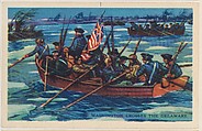 Washington Crosses the Delaware, bakery card from the Frontiers of Freedom series (D39-4), issued by the Gordon Bread Company, Gordon Bread Company American, Commercial color lithograph