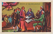 Signing of the Declaration, bakery card from the Frontiers of Freedom series (D39-4), issued by the Gordon Bread Company, Gordon Bread Company American, Commercial color lithograph