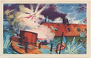 Battle Between Monitor and Merrimac, bakery card from the Frontiers of Freedom series (D39-4), issued by the Gordon Bread Company, Gordon Bread Company American, Commercial color lithograph