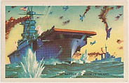 The Battle of Midway Island, bakery card from the Frontiers of Freedom series (D39-4), issued by the Gordon Bread Company, Gordon Bread Company American, Commercial color lithograph