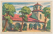 San Juan Bautista, bakery card from the Missions series (D39-6), issued by the Gordon Bread Company, Gordon Bread Company  American, Commercial color lithograph