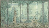 Two Rabbits in a Wood, possibly a "Wigglemuch" design, Herbert E. Crowley  British, Watercolor and black ink