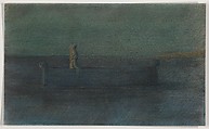 Two Cloaked Figures in a Boat, Herbert E. Crowley British, Watercolor and metallic ink, glazed with gum