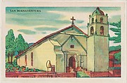 San Buena Ventura, bakery card from the Missions series (D39-6), issued by the Gordon Bread Company, Gordon Bread Company American, Commercial color lithograph