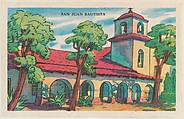 San Juan Bautista, bakery card from the Missions series (D39-6), issued by the Gordon Bread Company, Gordon Bread Company  American, Commercial color lithograph