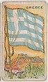 Greece, bakery card from the Flags series (D34), issued by the Ward-Mackey Company, Ward-Mackey Company American, Commercial color lithograph