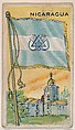 Nicaragua, bakery card from the Flags series (D34), issued by the Ward-Mackey Company, Ward-Mackey Company American, Commercial color lithograph