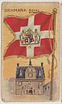 Denmark, Royal Standard, Man of War Flag, bakery card from the Flags series (D34), issued by the Weber Baking Company, Weber Baking Company  American, Commercial color lithograph