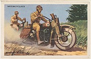 Motorcyclists, bakery card from the National Defense series (D59), issued by Bell Bakeries, Inc., Bell Bakeries, Inc. American, Commercial color lithograph