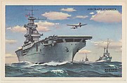 Aircraft Carrier, bakery card from the National Defense series (D59), issued by Bell Bakeries, Inc., Bell Bakeries, Inc. American, Commercial color lithograph