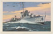 Destroyer, bakery card from the National Defense series (D59), issued by Bell Bakeries, Inc., Bell Bakeries, Inc. American, Commercial color lithograph
