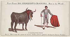 A Calculating Move, No. 5, bakery card from the Post Cards series (D66), issued by the Lindquist Cracker Company, Lindquist Cracker Company, Commercial color lithograph
