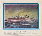No.18, U. S. S. Curtiss, collector card from the Our Navy series (D62), issued by the Kelley Baking Company, Kelley Baking Company American, Commercial color lithograph