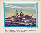 No. 8, U. S. S. Erie, collector card from the Our Navy series (D62), issued by the Kelley Baking Company, Kelley Baking Company American, Commercial color lithograph