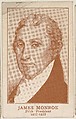 James Monroe, bakery card from the Presidents of U. S. series (D68), issued by the Weber Baking Company, Weber Baking Company  American, Commercial color lithograph