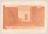 Low Buildings and Doorway, Herbert E. Crowley  British, Red chalk over graphite