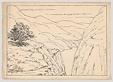 A River Landscape with Steep Cliffs, Herbert E. Crowley  British, Pen and ink over graphite