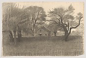 Rural Landscape, Herbert E. Crowley  British, Charcoal or black chalk
