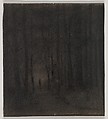 Figure in a Dark Wood, Herbert E. Crowley  British, Charcoal or black chalk, with gum