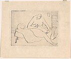 Nude Woman Examining Her Left Foot, Yasuo Kuniyoshi  American, born Japan, Etching on copper
