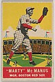 "Marty" McManus, Manager, Boston Red Sox, DeLong Gum Company, Boston, Massachusetts  American, Commercial color lithograph