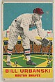 Bill Urbanski, Boston Braves, DeLong Gum Company, Boston, Massachusetts  American, Commercial color lithograph
