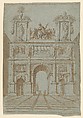Design for a Triumphal Arch in Perspectival Rendering, Anonymous, British, 17th century  British, Pen and brown ink, brush and brown wash