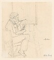 Portrait of the Painter Ditlev Martens at Work Behind and Easel; verso: An Artist Sketching, Wilhelm Bendz Danish, Graphite