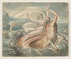 The Abduction of Deianira, William Hamilton  British, Pen and black ink over graphite, with watercolor
